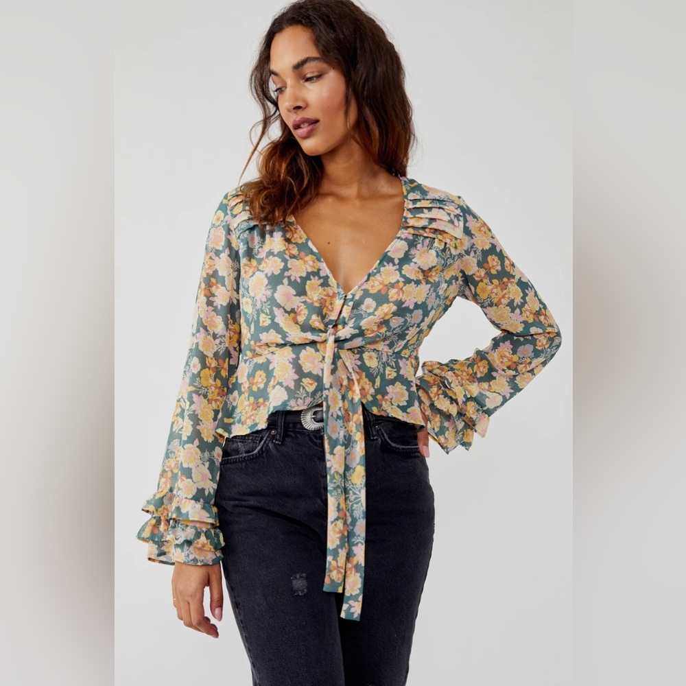 FREE PEOPLE FLORAL MAYBEL BLOUSE